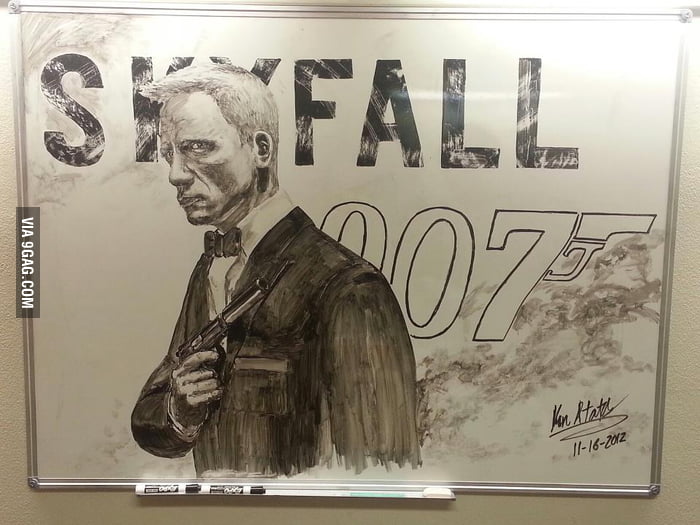 Saw this awesome James Bond on the whiteboard at my school.