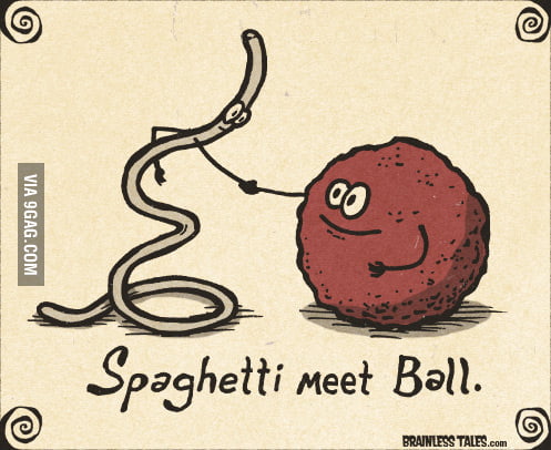 Spaghetti meet ball.