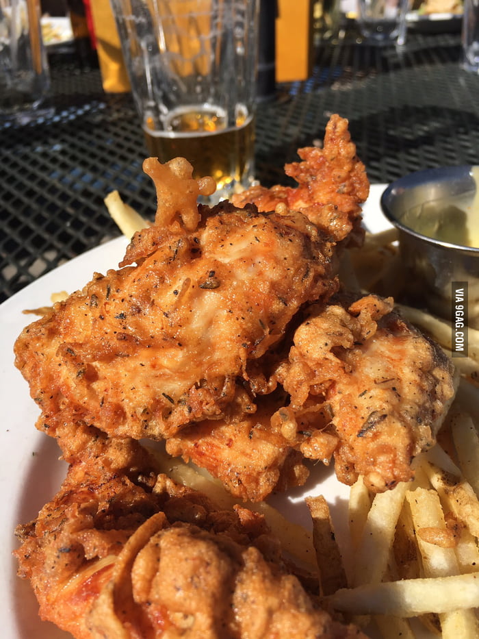 This fried guy climbing Chicken Tender Mountain. 9GAG
