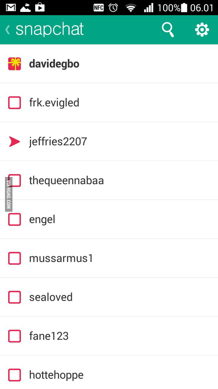 Snapchat changes the red square to a gift om your birthday. 9GAG