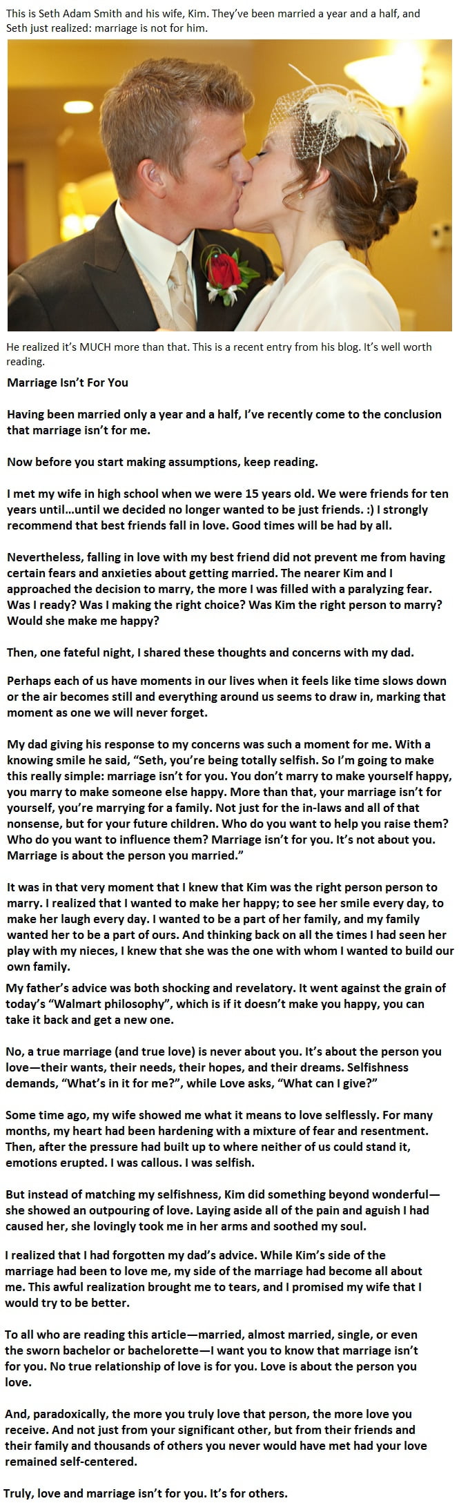 Recently married man realized marriage is not for him. This is what he wrote to his new wife…