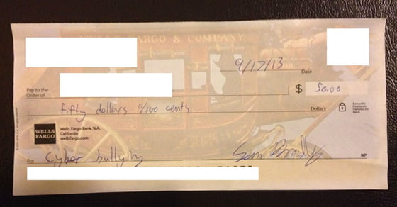 My college roommates write me checks for utilities every month. This is ...