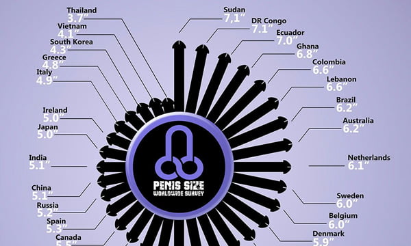 Penis sizes around the world. 