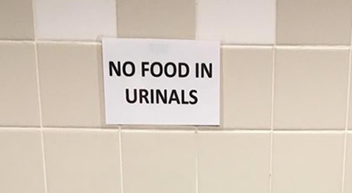 No Food In Urinals 9GAG