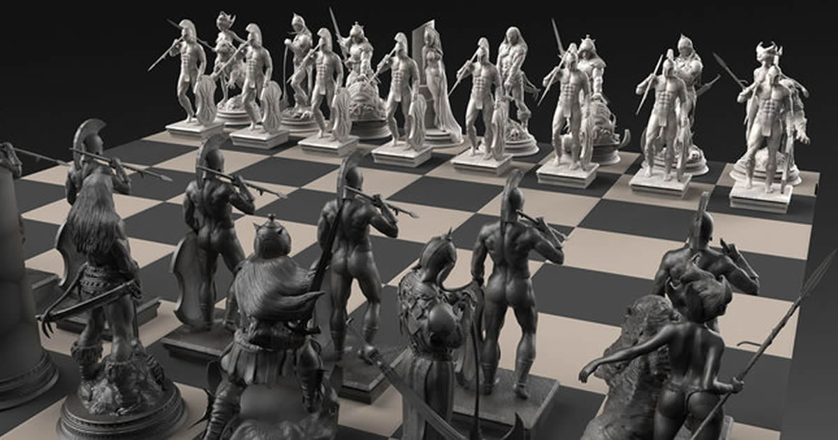 3D printed Frank Frazetta-inspired chess set - 9GAG