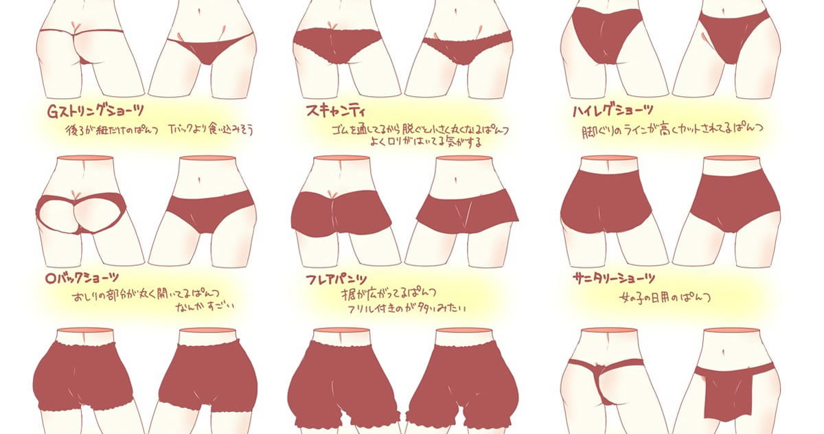Japanese presented a chart of all panty types, for panty