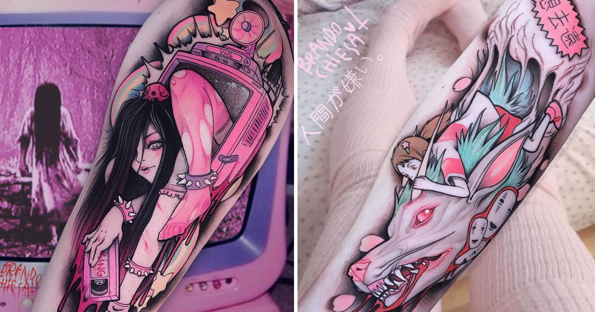 Artist Mixes Anime With Pastel Gore In These Unique Tattoos - Awesome.