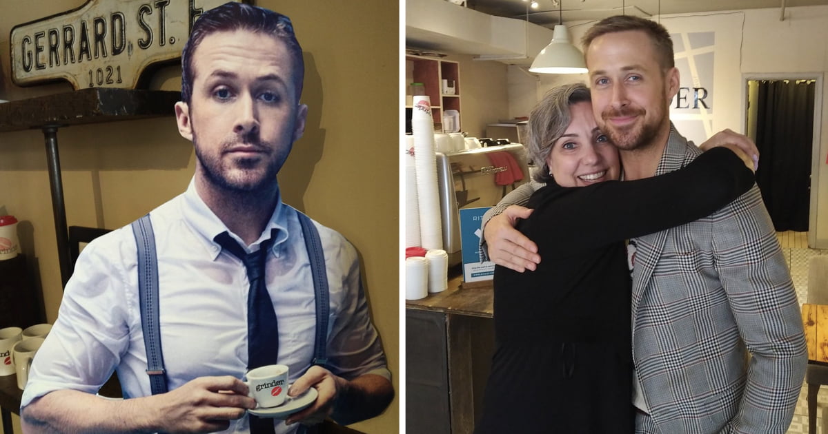 Ryan Gosling Visits Cafe That Tried To Lure Him With Cardboard Cutout ...