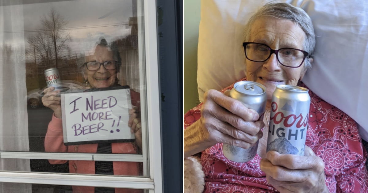 Elderly Woman Who Went Viral For Her 'I Need More Beer' Sign Dies At 93