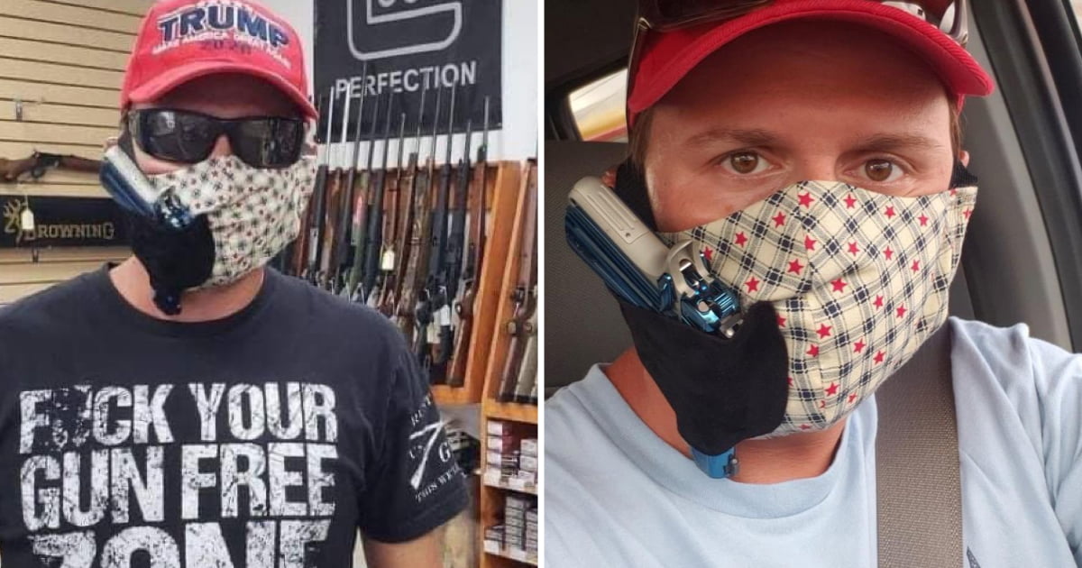 People Are Shocked After Seeing Photos Of Guy Wearing Gun Holster Mask ...