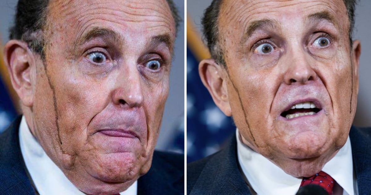 Rudy Giuliani's Hair Dye Streaks Down Face During Press Conference - 9GAG