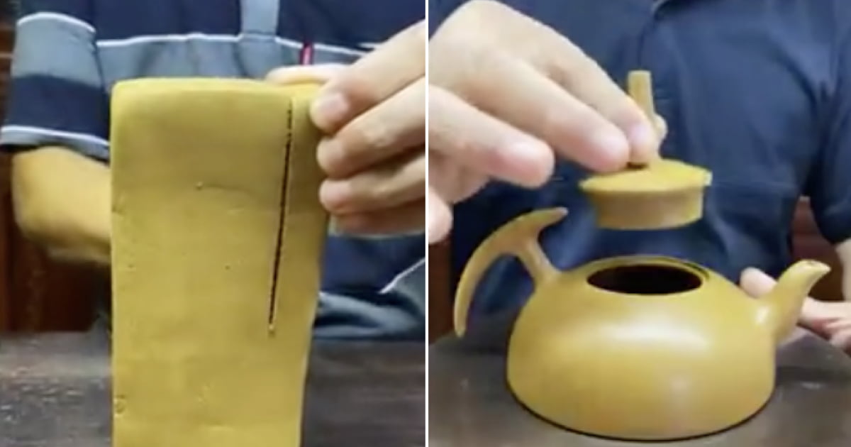 Making a clay teapot by hand. 9GAG