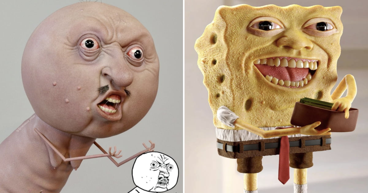 Artist Ruins Childhood By Creating 3D Versions Of Iconic Characters - 9GAG