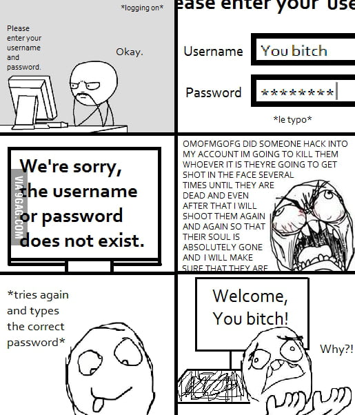 How should you respond to an invalid username/password? - 9GAG