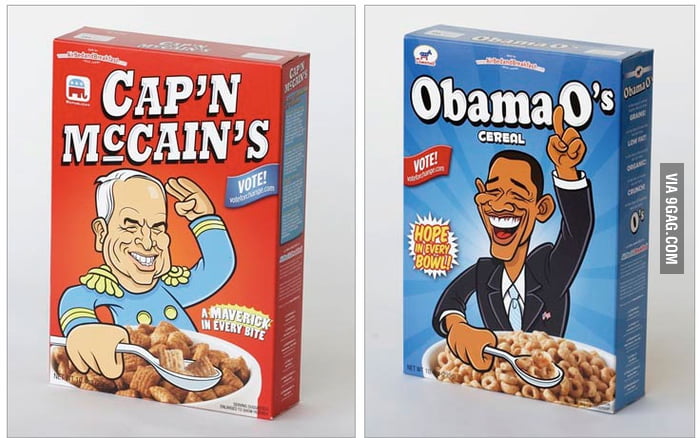 Breakfast Cereal Gone Political: Obama O's & Cap'n McCains - 9GAG