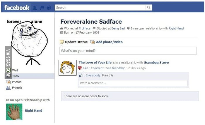 Forever alone facebook - 9GAG
