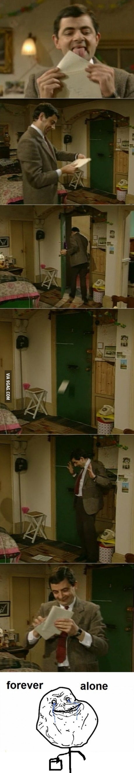 Forever alone level:Mr.Bean :) - 9GAG
