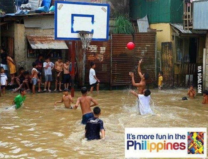 Basketball in Flood.....It's more fun in the Philippines 9GAG