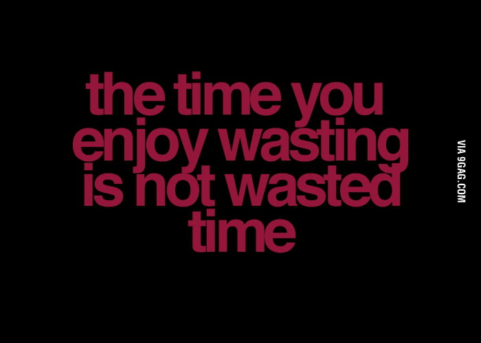 The time you enjoy wasting is not wasted time. - 9GAG