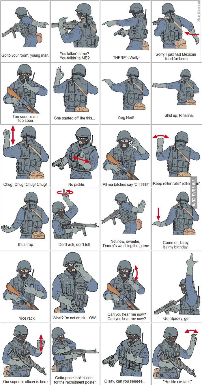 Army Hand Gestures spoof - 9GAG