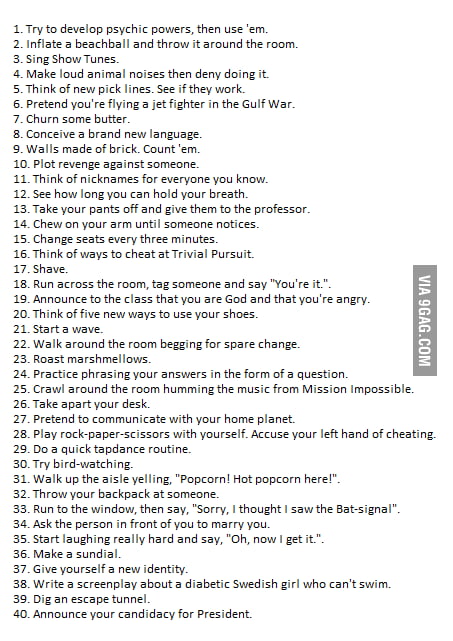 40 things to do in class when bored - 9GAG