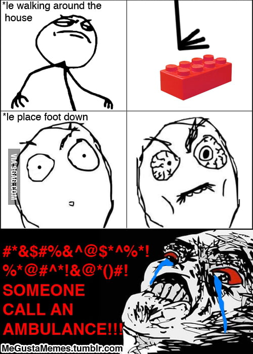 Rage comic Stepping on a Lego 9GAG
