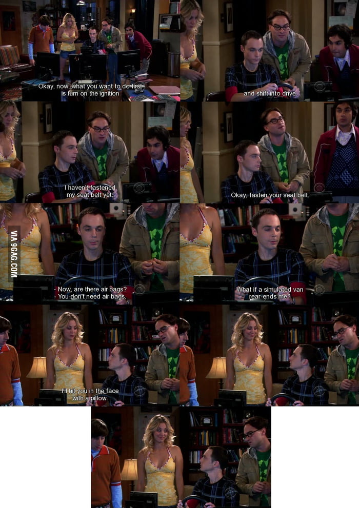 Sheldon learning to drive 9GAG