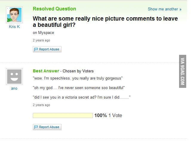 Nice comments for Girls pic - 9GAG