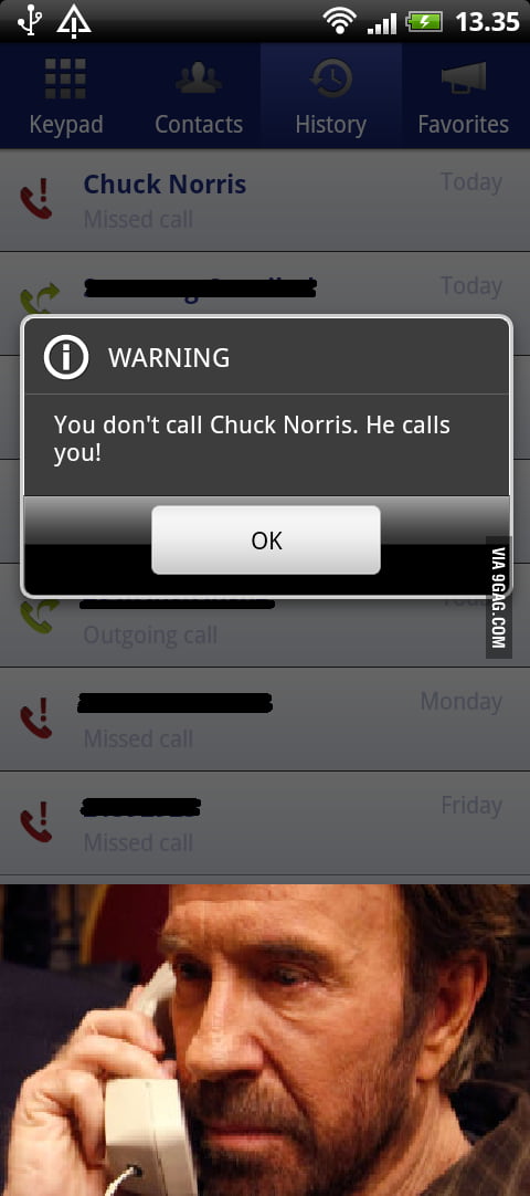 Chuck Norris calls you! - 9GAG