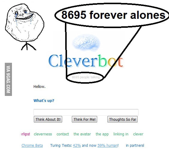 Forever alone level: Cleverbot - 9GAG