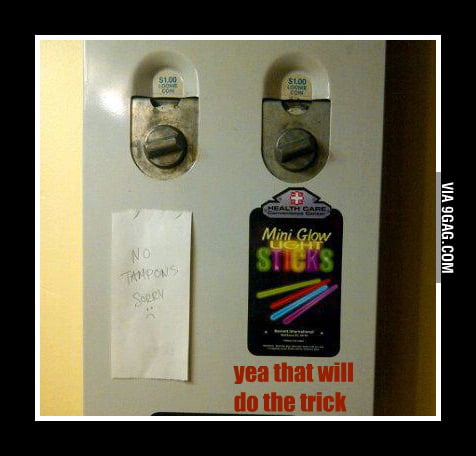 Tampons vs glow sticks - 9GAG