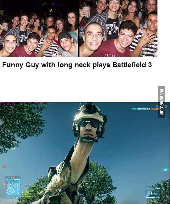 Long neck guy plays BF3 - 9GAG