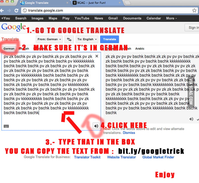 Google Translate Trick : - 9GAG