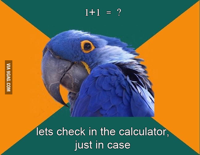 Paranoid Parrot in math test - 9GAG