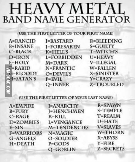 Heavy Metal Name Generator 9gag