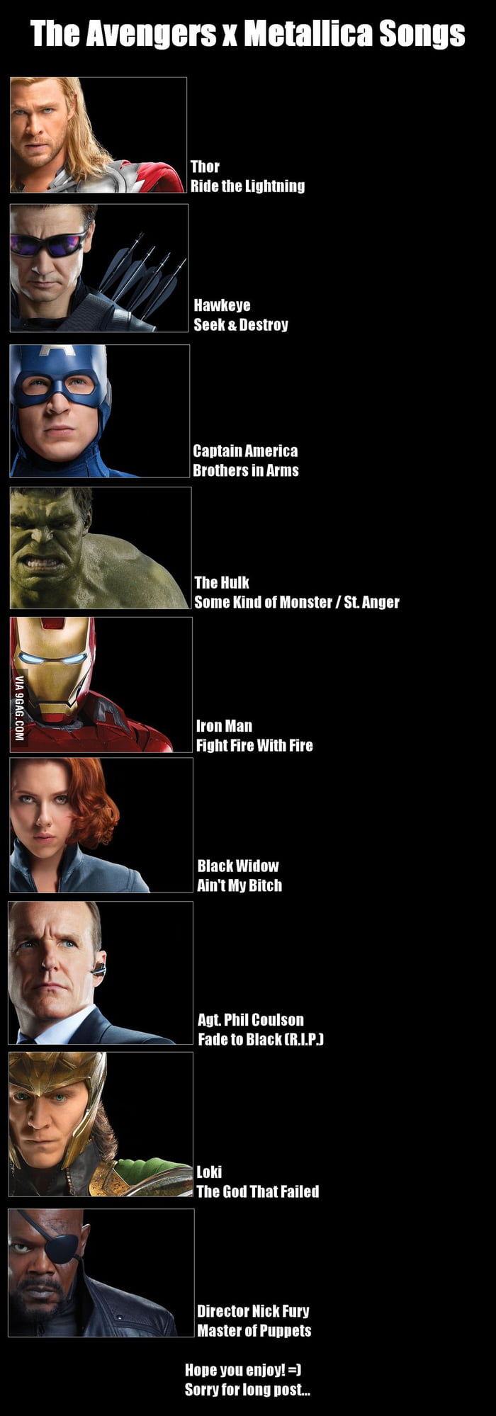 The Avengers X Metallica Songs - 9gag