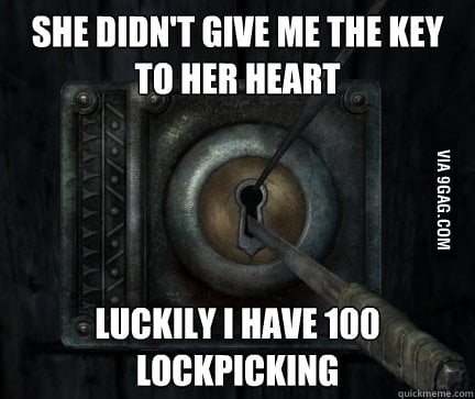 Skyrim 100 Lockpicking... - 9GAG