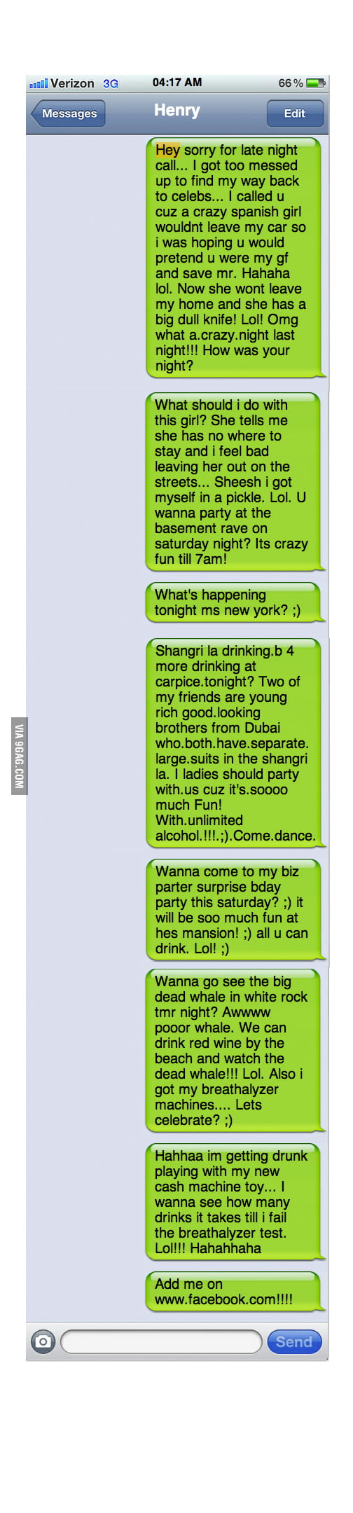 When you give your number to a stranger....OH HENRY! 9GAG