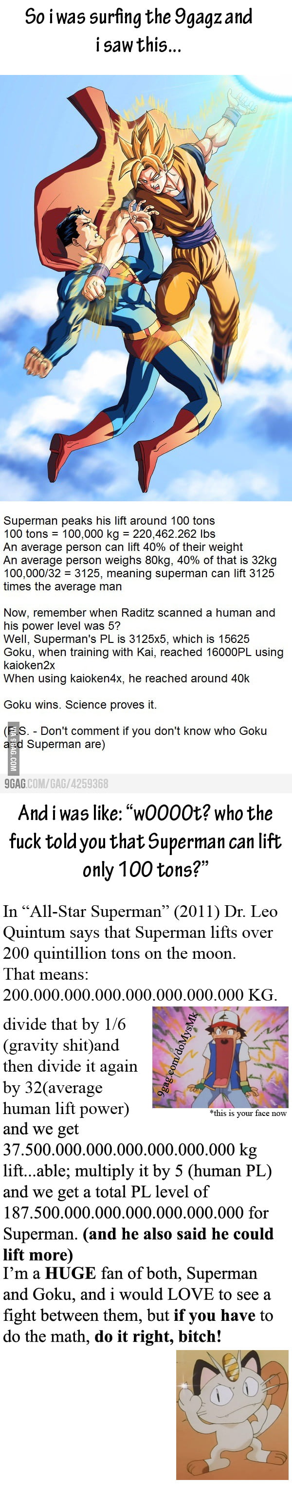 goku vs superman math
