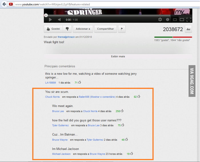 Just another conversation on youtube - 9GAG