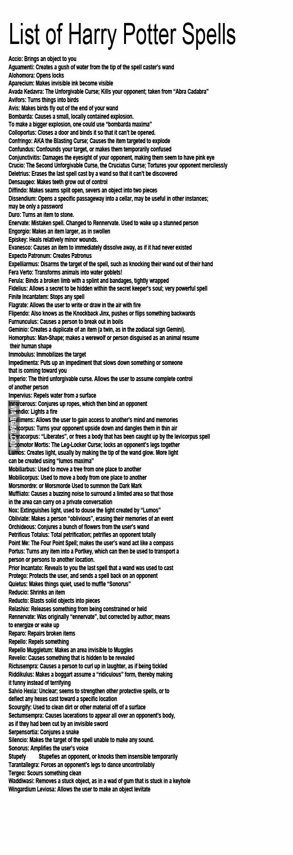 List of Harry Potter Spells 9GAG