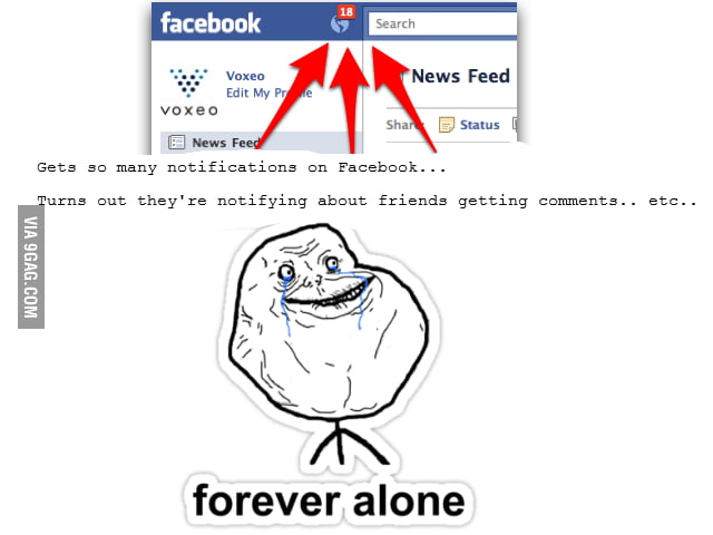Forever alone even on Facebook - 9GAG