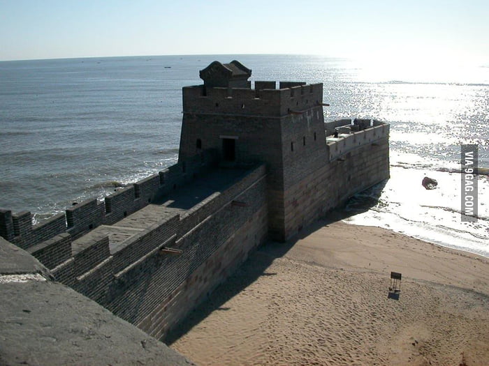 Where The Great Wall meets the sea - 9GAG