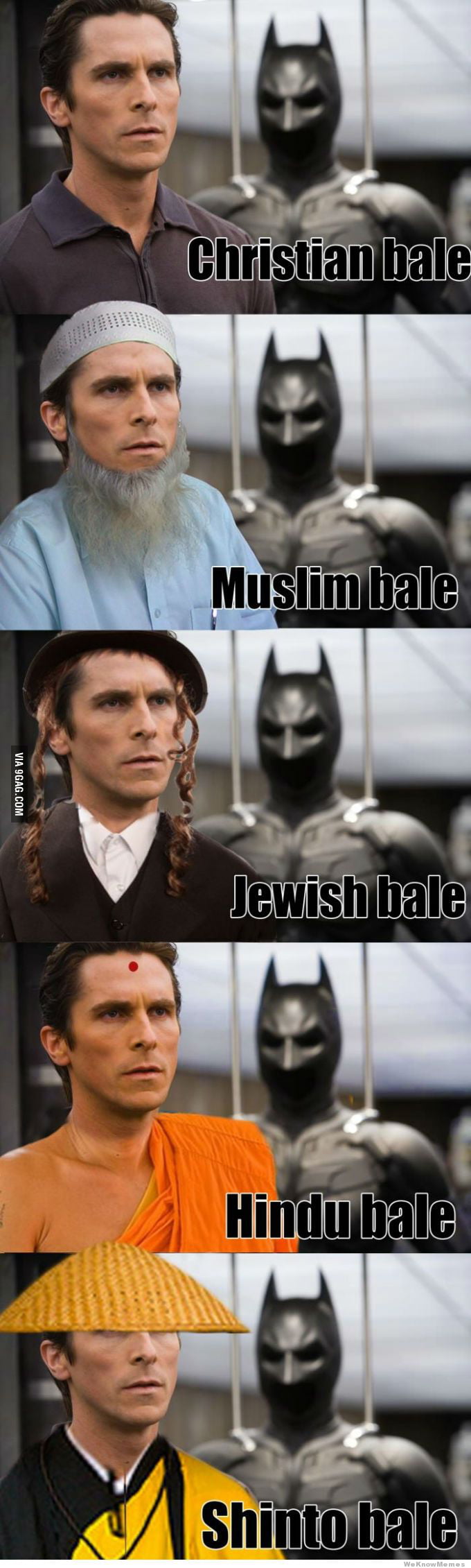 Christian Bale, Muslim Bale, Hindu Bale - 9GAG