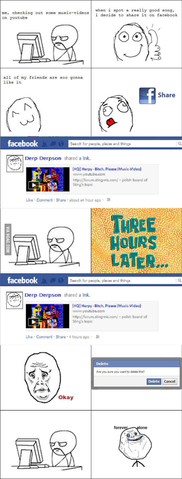 Forever Alone LVL: Facebook - 9GAG