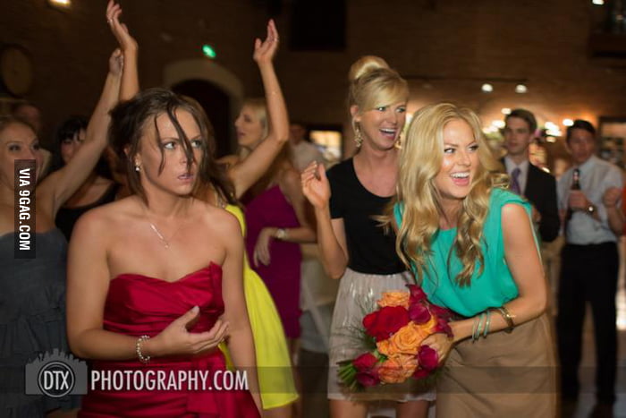 She REALLY wanted the bouquet