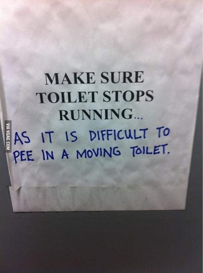 Make sure toilet stops running 9GAG