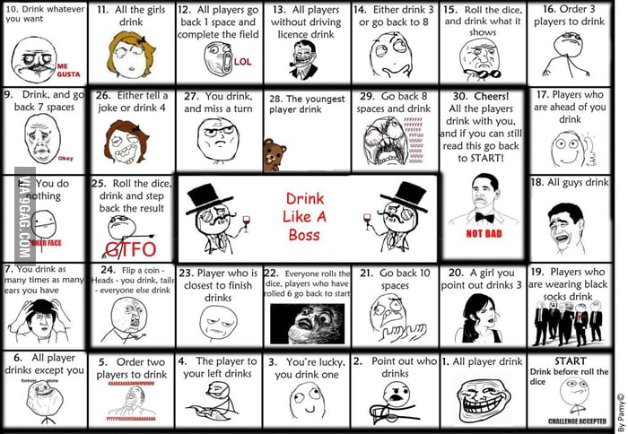 the drinking board game 9gag