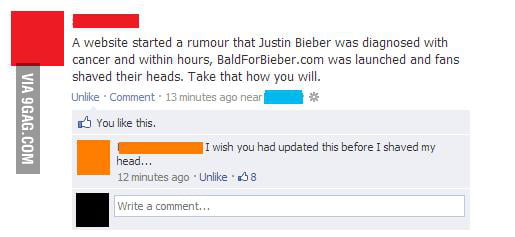 Bald For Bieber 9gag