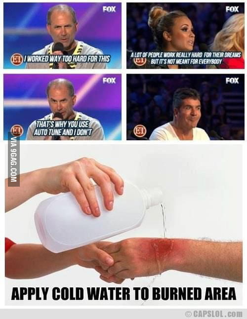 Apply Cold Water To Burned Area 9GAG